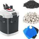 fishkeeper 528GPH Canister Filter, 3-Stage Filtration Aquarium Filter with Quartz Balls and Filter Cotton, Ultra-Quiet External Aquarium Canister Filter for Freshwater and Saltwater up to 150Gal (35W)