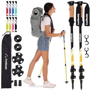 TrailBuddy Trekking Poles - Lightweight, Collapsible Hiking Poles for Backpacking Gear - Pair of 2 Walking Sticks for Hiking, 7075 Aluminum with Cork Grip