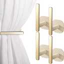 Queekay Curtain Holders Gold Curtain Holdbacks Self Adhesive Drapery Tiebacks L Shaped Hooks Nordic Style Window Treatment Holdbacks for Home Office Decor(Beige,4 Pcs)