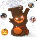 Halloween Bubble Machine, Haunted Stump Bubble Blower, USB Rechargeable, Wobbly Head Fun, Glow Eyes - Halloween Decorations Tree Toys Gifts for Kids, Boys, Girls