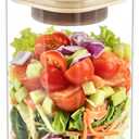 LIBWYS Glass Salad Jars with Lids Meal Prep, 34oz Larger Square Containers for Home Storage & Lunch, Built-In Leakproof Compartments, Wet/Dry Separation for Salad Dressing & Ingredients