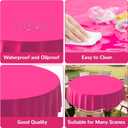 3 Pack Plastic Table Cloth Round 84 inch Plastic Tablecloth Disposable Round Cover Leakproof for Parties, Picnic, Camping, Birthday, Weeding Fushcia