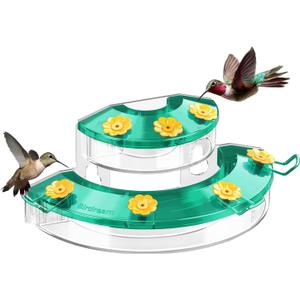 Birdream Window Hummingbird Feeders for Outdoors, with Strong Suction Cups & 7 Feeding Ports, Easy to Use and Maintain, Gift for Bird Lover, Plastic Bird Feeder, 1 Pack, 10oz - Green