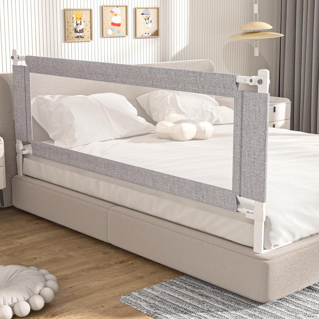 1-Piece Adjustable Height Baby Bed Rail, Kids Safety Guard Rails for Twin Full Queen King Size (1 Side:60")