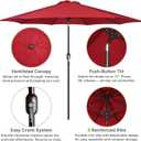 10FT Outdoor Patio Umbrella, Outdoor Table Umbrella, Yard Umbrella, Market Umbrella with 8 Sturdy Ribs, Push Button Tilt and Crank