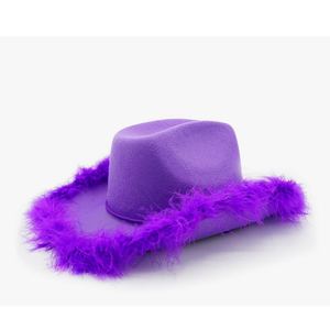 4E's Novelty Cowboy Hat with feathers With for Women, Felt Cowgirl Hat for Party Costume Dress Up