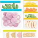 Reusable Gallon Freezer Bags, 10 Pack Dishwasher Safe Silicone Food Snack Storage Bags with 3 Sizes for Snack, Sandwich, Lunch (Multicolor)