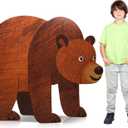 Yookeer 4 ft Brown Bear Cardboard Cutout Stand up Life Size Safari-Themed Birthday Party Decoration Jungle Cardboard Stand-up Photo Prop for Zoo Theme Vbs Event Backdrop Stand up Decorations