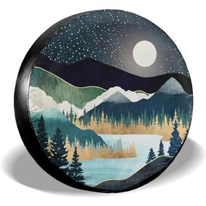 Abstract Mountains Deer Lake Landscape Spare Tire Cover Wheel Protectors Weatherproof Wheel Covers Universal Fit for Trailer Rv SUV Truck Camper Travel Trailers Accessories 14" 15" 16" 17" (16" fits for tire Diameter 76-79cm/30-31.5in)