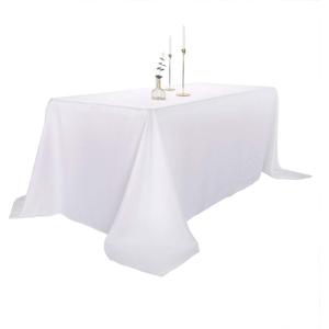 Ascoza 2pack 90x132 Inch White Rectangular Tablecloth 8 Feet Table Cloth in Polyester Fabric for Wedding/Banquet/Restaurant/Parties