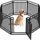 New Thickened Version Dog Playpen, 32 Inch Dog Fences for The Yard, Portable Outdoor Dog Playpen for Large/Medium/Small Dogs, Foldable Metal Dog playpen, with Doors (8 Panels, 32 Inch)