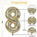 Champagne Gold 8 Balloons, 40" Giant Helium Foil Number 0-9 Light Gold Birthday Balloon for Boys Girls, Self Inflating Digit 8 Balloons for Women Men Anniversary Graduation Party Decorations Supplies