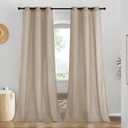 NICETOWN Linen Taupe Window Curtains 84 inches Long, Grommet Thick Linen Blend Window Treatments Privacy Assured with Light Filtering for Bedroom/Living Room, W42 x L84