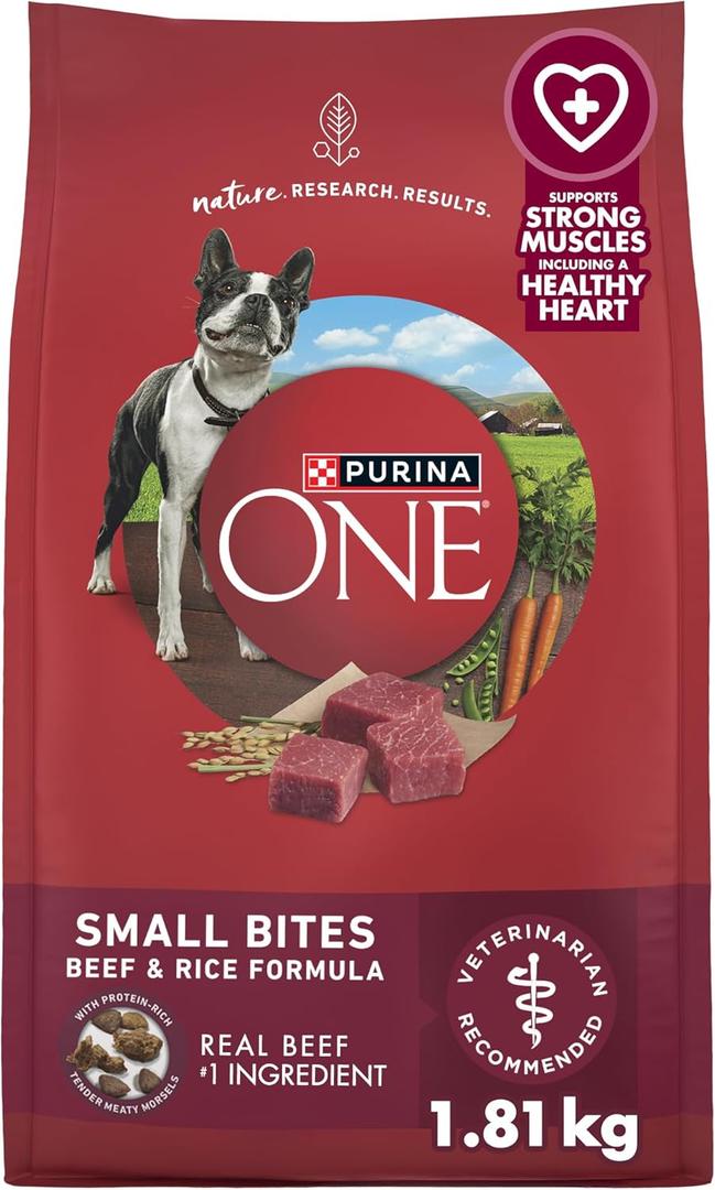 Purina ONE Small Bites Dry Dog Food for Adult Dogs with Added Vitamins & Mineral, BBD: Mar 2026 (1.81kg Bag)