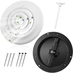 Therwen 1 Pack 8 Inch Round Vent Cover Ceiling Diffuser HVAC Vent Duct Cover Replacement with Steel Butterfly Damper Fitting in 8 Inch Duct, Outer Dimensions: 12"
