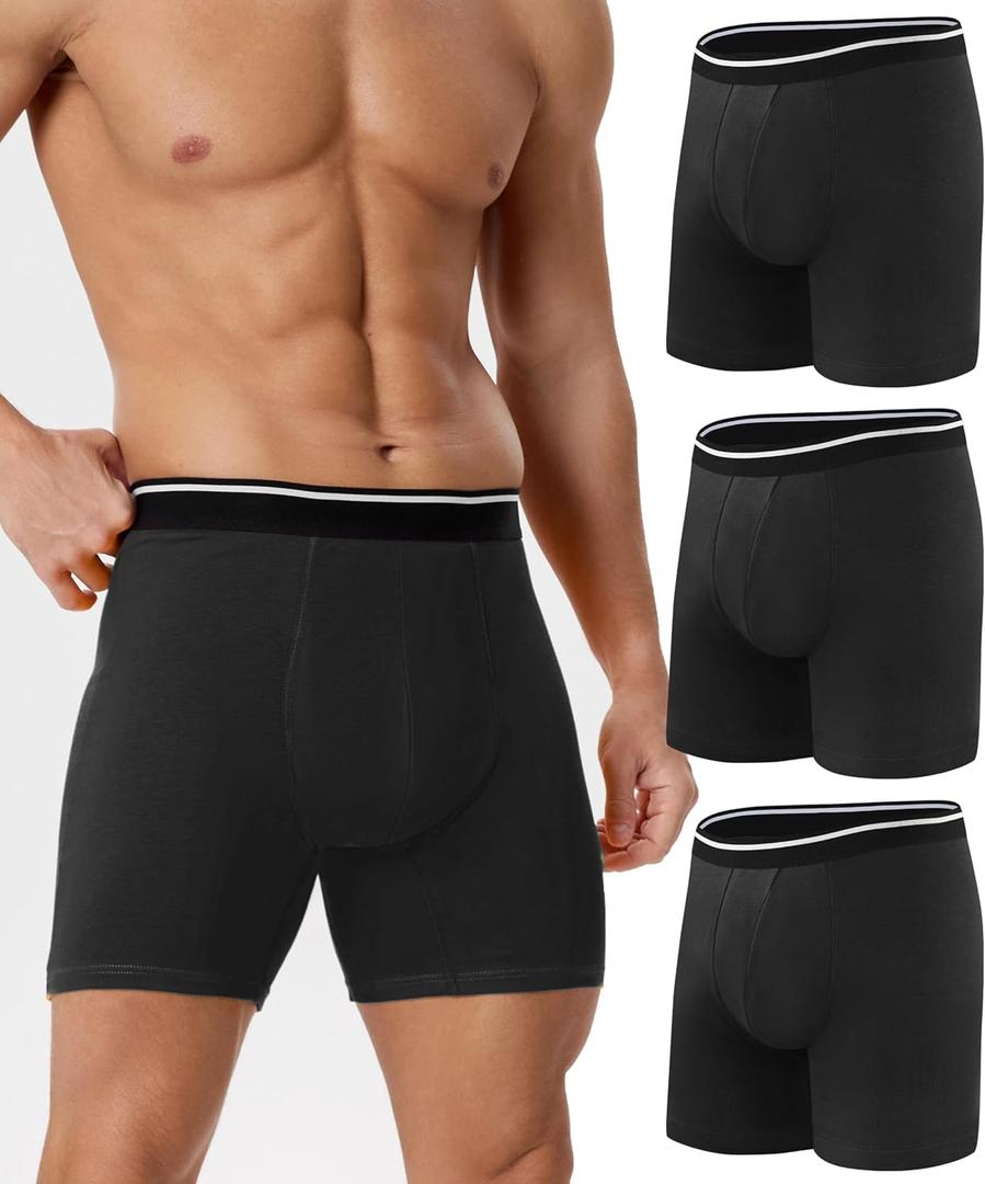 Incontinence Underwear for Men 150ML Absorbent Washable Reusable Leak Proof Cotton Protective Boxer Briefs 3 Pack (Black, XX-Large)