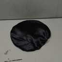 Yanibest Adjustable Satin Bonnet for Sleeping, Double Layer Silk Hair Bonnet with Tie Band for Unisex Women Men Curly Natural (Black)