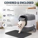 Enclosed Kitty Litter Box, 2 Pack Grey Cat Box with Lid, Mat & Scoop
