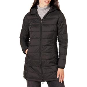 Womens Lightweight Water-Resistant Packable Hooded Puffer Coat, Medium, Black