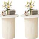 2 Pack Side Table with Marble Top End Tables - Round 17.72" Diameter x 20.47" Height with Elegant Iron Base for Living Room, Bedroom, and Office