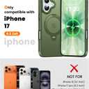 360 Spin Magnetic Stander for iPhone 17 Case [Compatible with Magnetic] [Built-in Kickstand] Mil-Grade Protective, Matte Non-Slip for iPhone 17 Phone Case(Green)