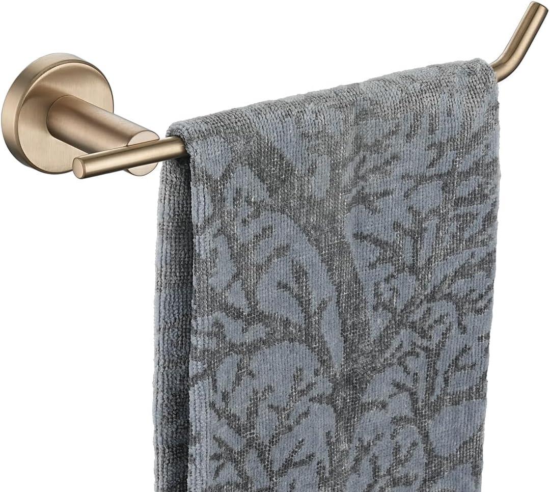 JQK Hand Towel Bar, Champagne Bronze Stainless Steel Towel Ring Holder for Bathroom, 9 Inch Wall Mount Right Hand, TR100-CB