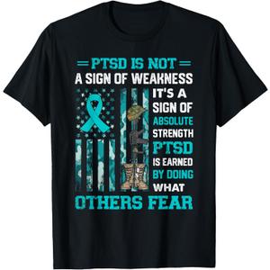 PTSD Is Not A Sign Of Weakness Awareness Veteran Camo T-Shirt, Size: Large
