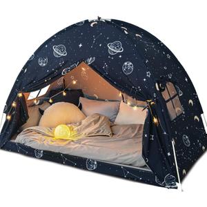 Bed Tent Twin, Space Play Canopy for Kids Toddler Boys, Bunk Canopy Tent for Toddler Bed, Galaxy Dome Playhouse Floor Portable Sleeping Tents Indoor for Girls Birthday, Christmas Toy House Gift