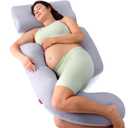 Momcozy Pregnancy Pillow with Cooling Cover, Detachable G-Shaped Maternity Pillow with Adjustable Belly Wedge, Full Body Support for Expecting Mothers, Grey