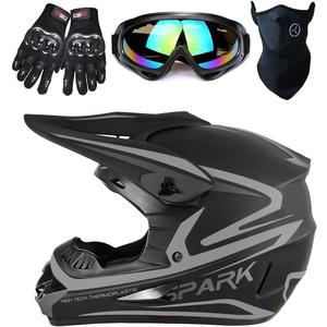 Youth Kids Dirt Bike Helmet, Motocross Off Road Motorcycle ATV UTV Street Bike Casque Casco Combo Gloves Goggles Mask (4Pcs Set), DOT Approved (Small, Gray)