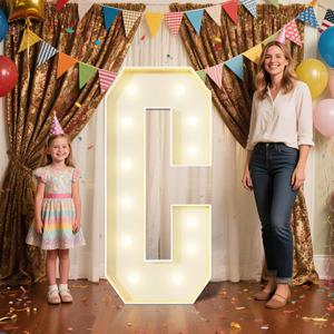 4FT Marquee Letters C Sign,Large Light Up Numbers Party Decoration - Hook and Loop Fastener,No Tools Easy Setup, Corrugated Plastic for Birthdays Weddings Baby Anniversaries (Letters C)