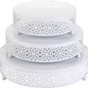 Hedume Set of 3 Cake Stand, Dessert Display Cupcake Stands, Round Metal Cake Stands, Cupcake Pastry Candy Display Plate for Wedding, Event, Birthday Party