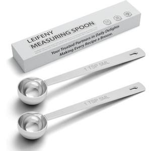 2PCS 1TSP(5ML) 18/8 Stainless Steel Measuring Spoon, Metal Measure Scoop for Dry and Liquid Spices, Must-have for Kitchen