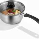 Tadka Pan with Lid, 1.5 Quart Small Sauce Pan with Lid, Stainless Steel Saucepan with Heat-Resistant Handle, Small Pot for Indian Tadka, Tempering and Dal, Perfect for Cooking and Flavoring Spices
