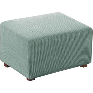 Flamingo P Stretch Jacquard Universal Ottoman Cover, Easy Fitted Oversized Storage Ottoman Covers Slipcover,High Elasticity Furniture Protector (X-Large, Sage)