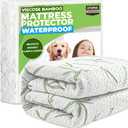 Utopia Bedding Waterproof Mattress Protector Queen Size Bed, Premium 200 GSM Bamboo Viscose Cooling Mattress Cover, Soft and Breathable, Fitted Style with 17 Inches Deep Stretchable Pockets