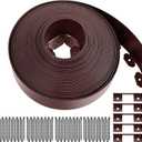 5'' x 100' Landscape Edging Kit Plastic Garden Edging Border Coil Include 90 Anchoring Spikes for Lawn Garden Grass Yard Home School,Brown