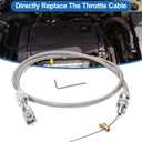 Spurtar 36" Braided Throttle Cable Kit, Compatible with 97-07 Chevrolet/Chevy LS1 Engine 4.8L 5.3L 5.7L 6.0L, 36in Accelerator Throttle Cable Repair Kit Stainless Steel Swap Fuel Line