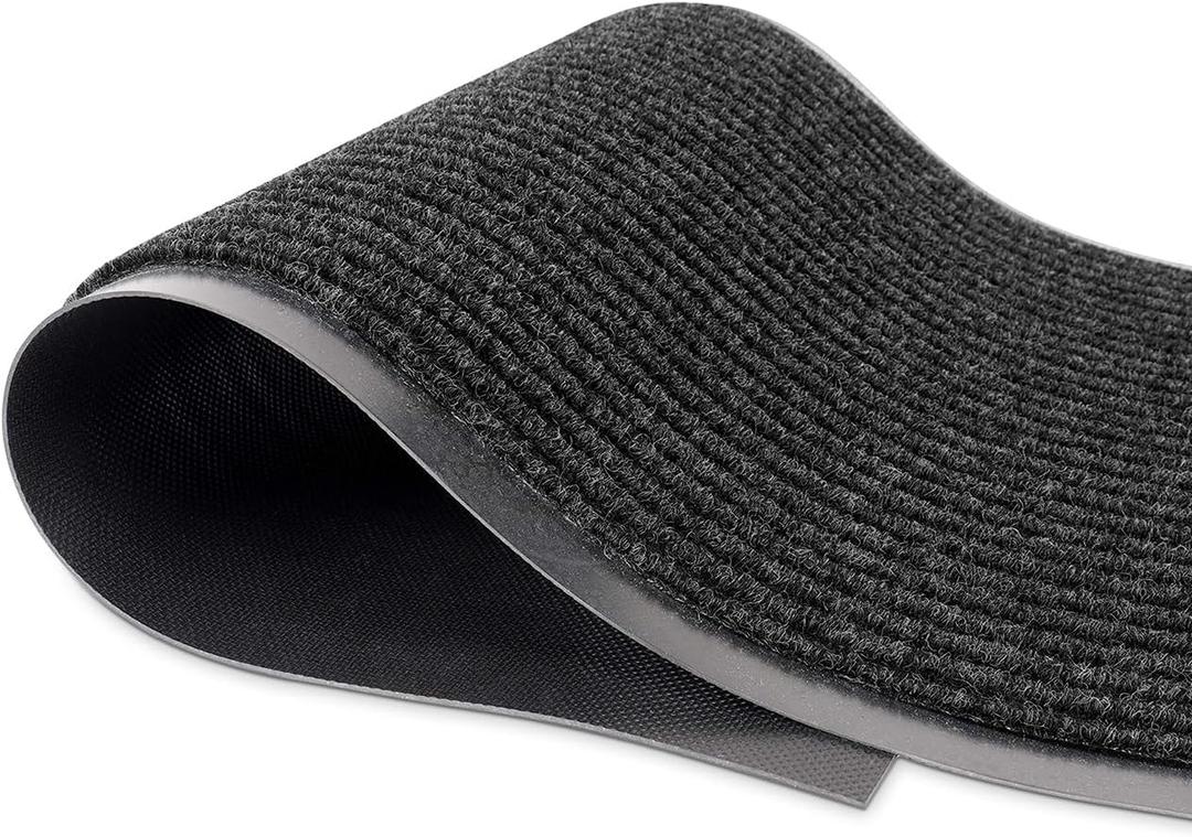 Durable Rubber Door Mat - Heavy Duty, Indoor/Outdoor, Easy Clean, Waterproof, Low-Profile Mat for Entry, Patio, Garage - Stylish (Charcoal, 5' x 3' (Mud Trapper))