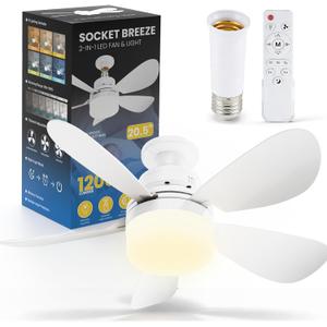 20" Low Profile Flush Mount 2-in-1 Fan Light with Remote, Small Ceiling Fan with LED Light and Remote, 3 Speeds, 6 Colors 3000K-6500K Dimmable for Kids Rooms, Closets, Small Spaces