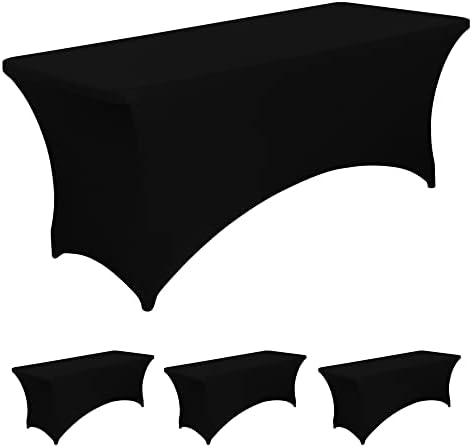 BIFENBI 4FT Black Fitted Tablecloths for Rectangle Tables, 4 Pcs - Stretch Spandex Table Cover Protector for Banquet, Massage Bed, Wedding, Birthday, 48 Length x 24 Width x 30 Height Inches BIFENBI 4FT Black Fitted Tablecloths for Rectangle Tables, 4 Pcs - Stretch Spandex Table Cover Protector for Banquet, Massage Bed, Wedding, Birthday, 48 Length x 24 Width x 30 Height Inches