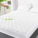 GRT California King Mattress Protector Waterproof, Rayon from Bamboo, Cooling Quilted Fitted Mattress Pad, Noiseless Waterproof Mattress Cover, Fits Up To 21" Deep, Dust Proof White
