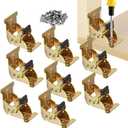 YDAJIURI Folding Brackets 8 Pack, Heavy-Duty Self-Locking Hinges with Screws, Foldable Lock Extension Support Brackets for Table Legs, Bed Legs, Workbenches  Gold