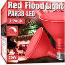 Gonhom 2 Pack PAR38 Red Flood Lights Outdoor, Dimmable Flood Red Light Bulb, 20W(Equivalent to 200W), E26 Base, Halloween Light Bulbs, Party Decor, Holiday Lighting, Halloween Flood Lights Outdoor