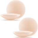 Niidor Nipple Covers for Women with Large Breasts Silicone No Show Sticky Bra Reusable Waterproof Ultra-thin Pasties (12CM/ 4.72 Inches(DD.DDD.G+ Cups), 2 Pairs_creme)