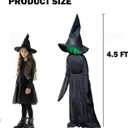 Halloween Decorations, Set of 3 Light Up Witches Holding Hands Witches with StakesVoice Control Witch Glowing Head Waterproof for Outside Garden Statue Decoration Grass Lawn