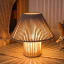 TRIROCKS Woven Cotton Rope LED Cordless Table Lamp Set of 2, 7'' Tall Battery Operated Desk Lamp, Boho Bedside Lamps Great for Living Room Bedroom Weddings Parties Patio Events