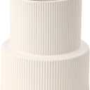 White Ceramic Vase, Large Ceramic Vase for Flowers, Decorative Vases for Boho Decor, Modern Ribbed Vase, Pampas Grass Vases for Living Room, Office, Mantel, Shelf, Dinning Table, 7.5 Inches