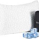 Cooling Bed Pillows for Sleeping 1 Pack Small Shredded Memory Foam Pillow Camping Pillow Travel Pillow - Compressible Medium Firm, Breathable Cover, ldeal Backpacking Hiking, Airplane and Car (Travel Size (1 Count), Original White)