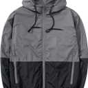 Men's Lightweight Windbreaker Jackets Outdoor Hooded Pocket Raincoat Jacket (Gray, M)